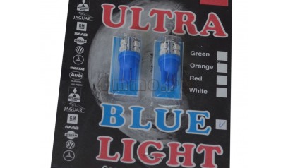 Лампа W5W 10 LED BLUE габаритного огня ULTRA LIGHT